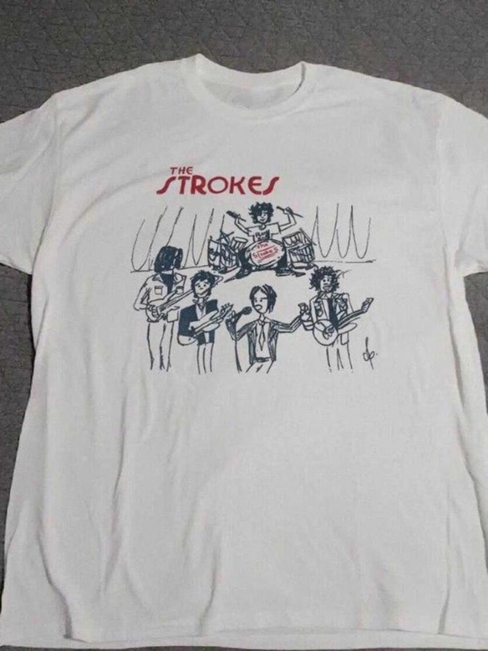 White The Strokes Graphic Tee, Music shirt